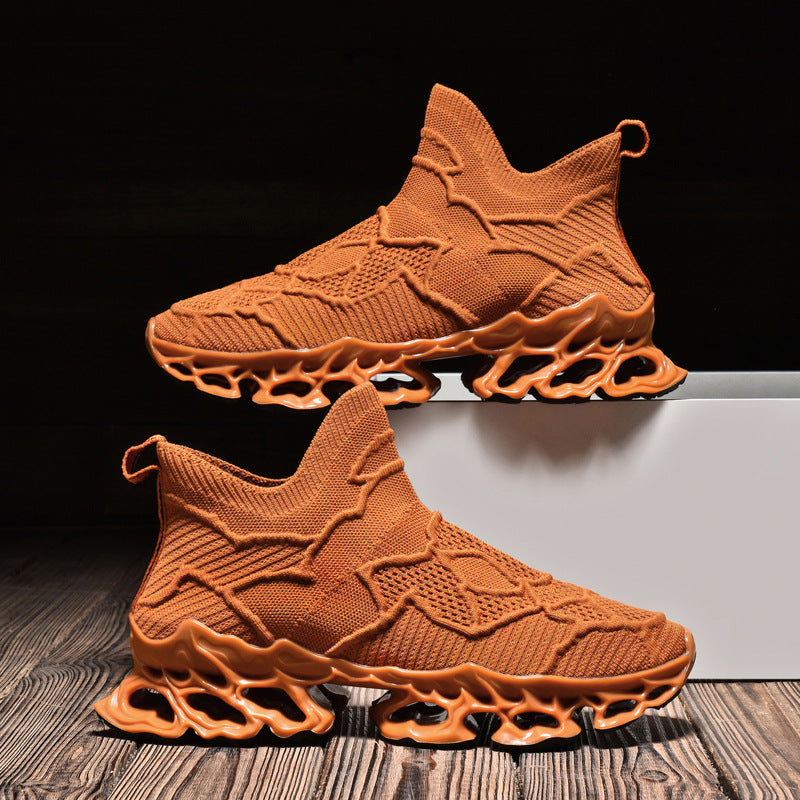 Chaussures de course respirant d'été homme Trendy Fashion Platform Fly Woven Mesh Casual