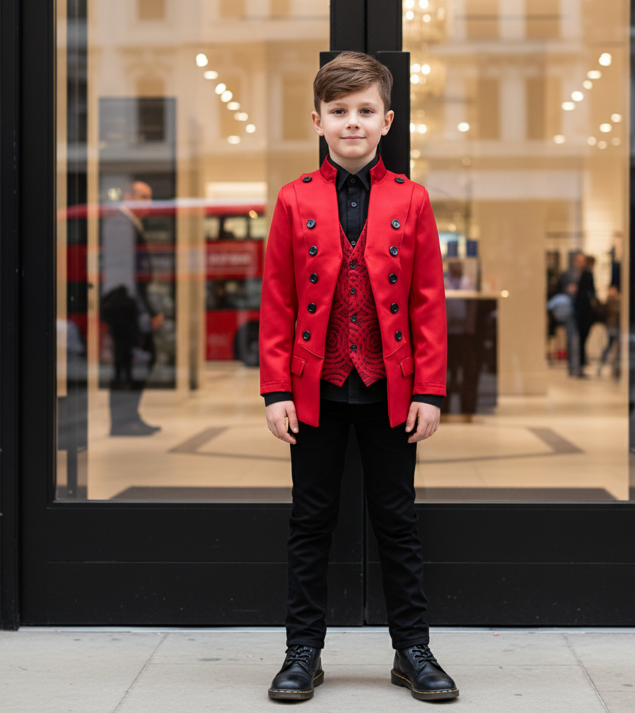 Garçons Faux Veste de soirée à deux pièces Veste de soirée Coupe mince Velvet Blazer 3-14Y