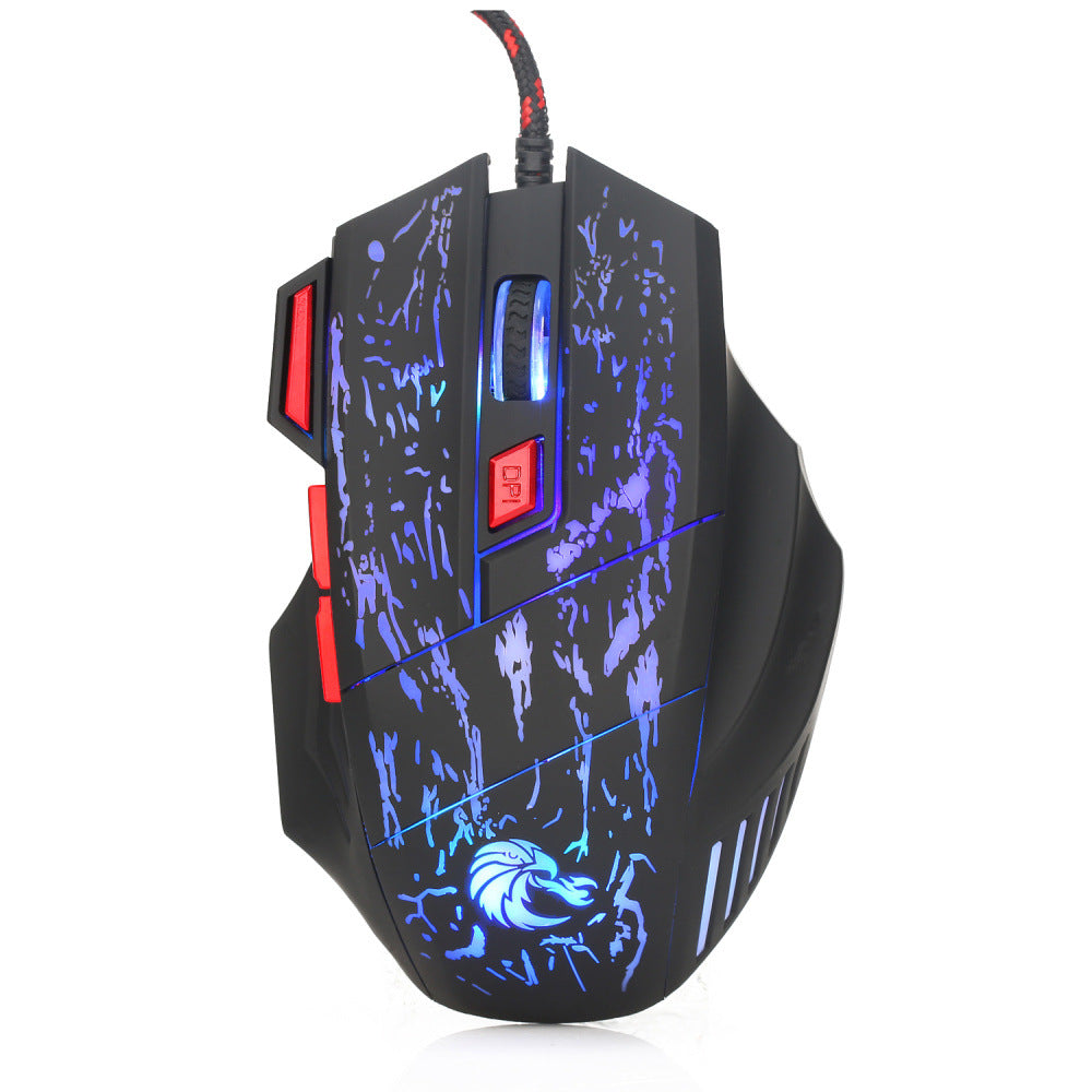 Crack d'eau coloré Souris de jeu lumineux Souris filaire