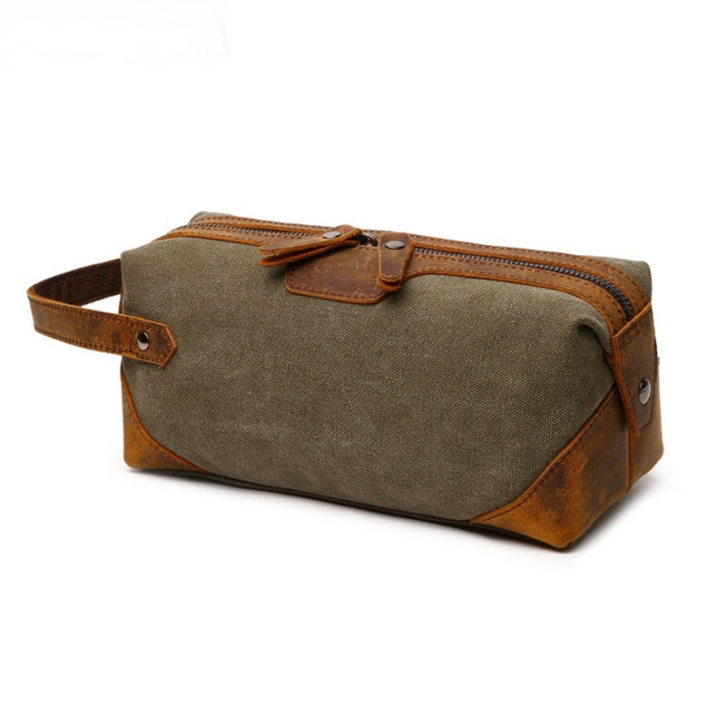 Toile et Crazy Horse Cuir Durable Sac de toilette portable