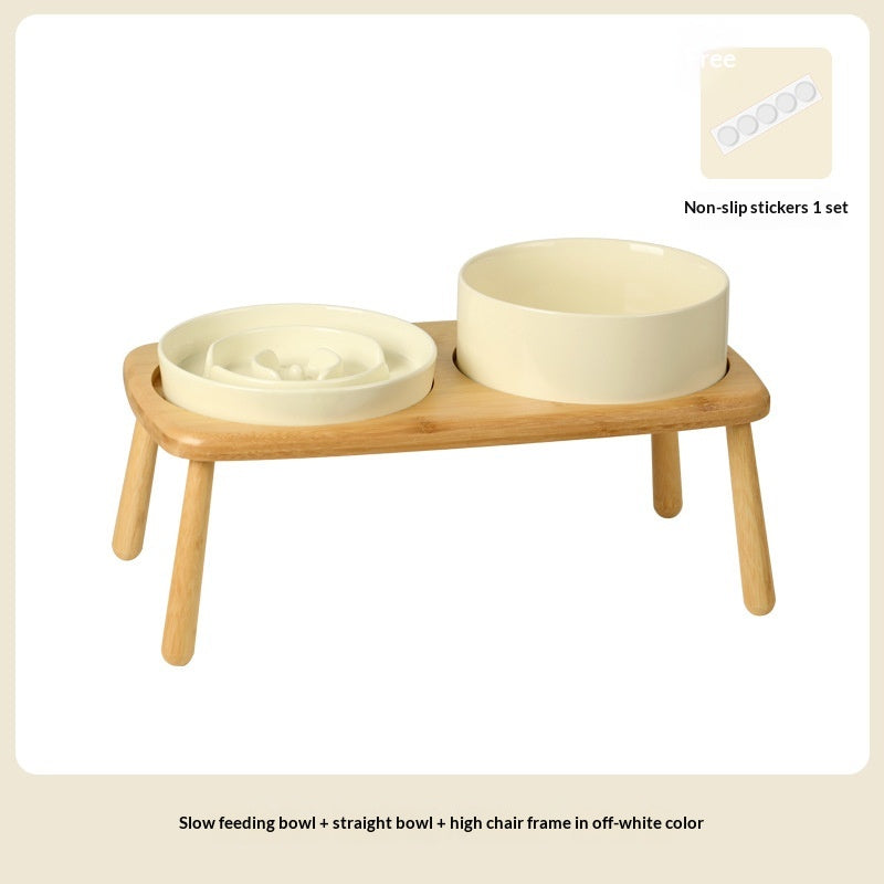 Ceramic Dog Bowl Pet Dog Slow-Feeding Anti-Choking Fooder Tip-Proof Bowl