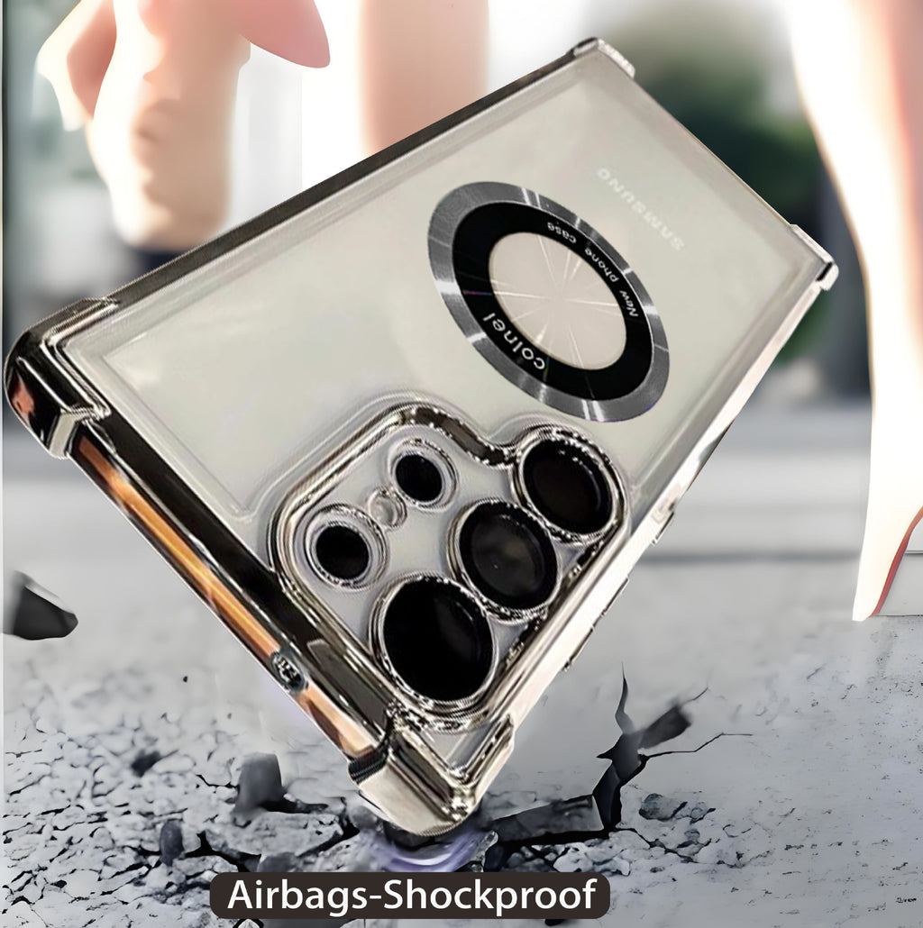 Cas de téléphone Aspiration magnétique Airbag Electroplating transparent