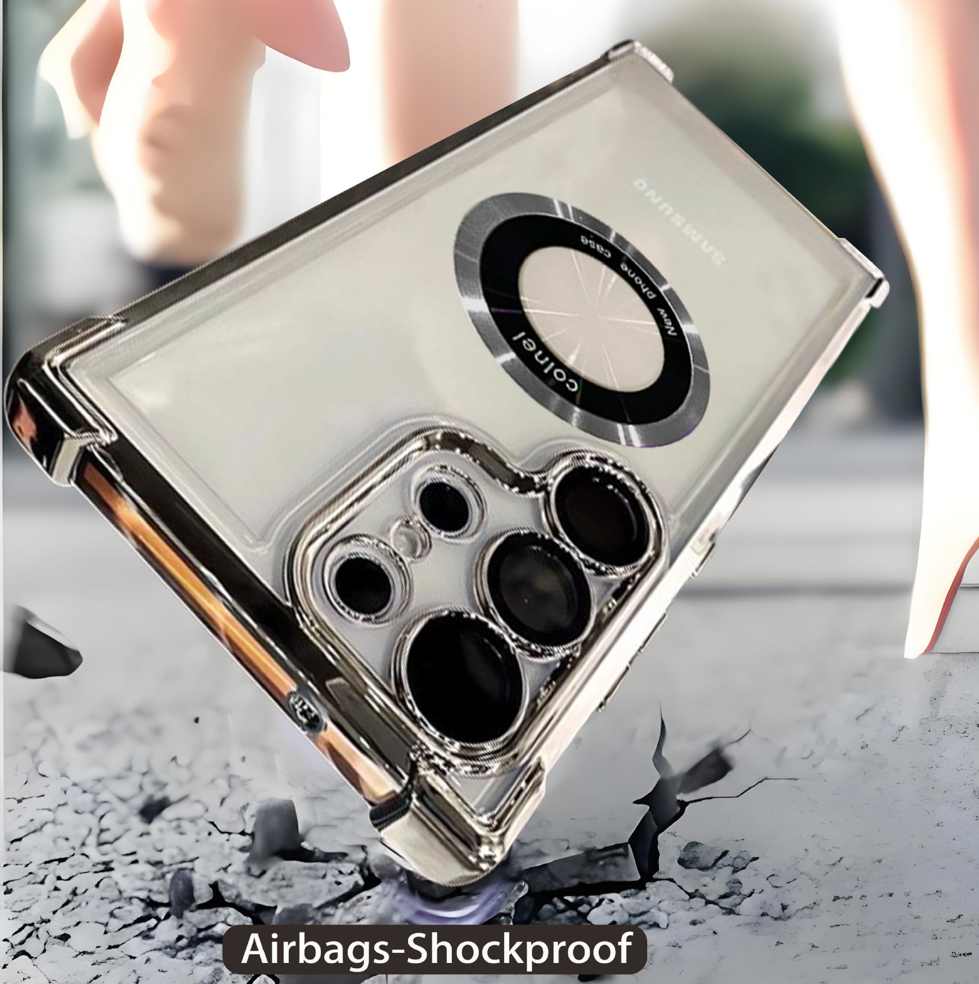 Cas de téléphone Aspiration magnétique Airbag Electroplating transparent