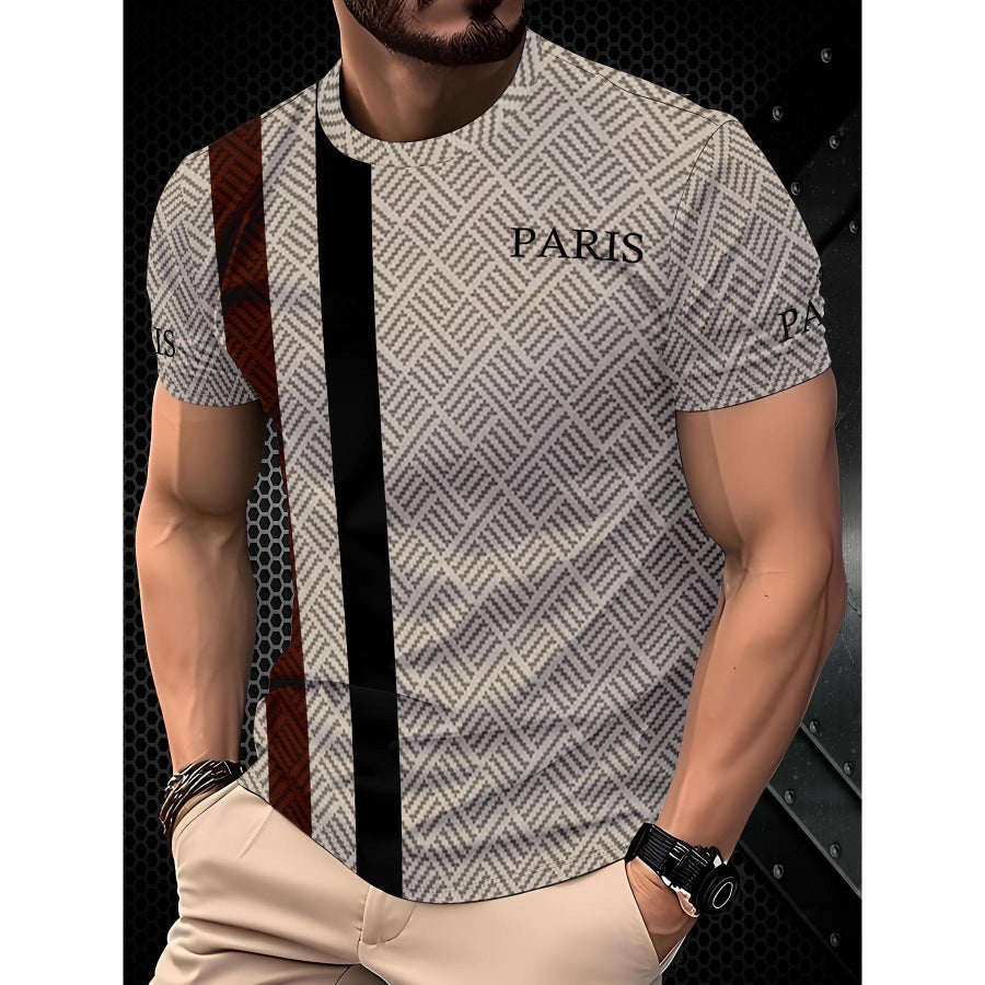 T-shirt homme à manches courtes Business Casual Series Impression numérique 3D