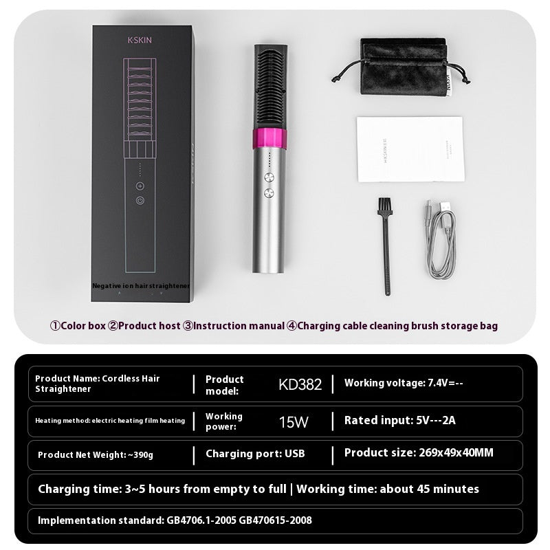 Anion sans fil Comb droit sans fil Version rechargeable Portable à double usage