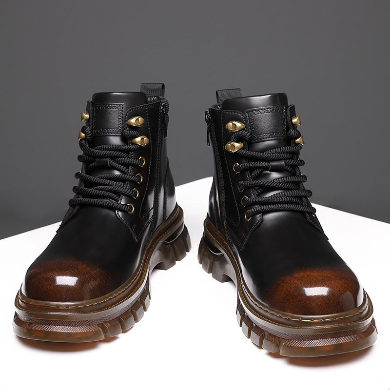 Bottes de plate-forme de style britannique en coton chaud doublé de polaire
