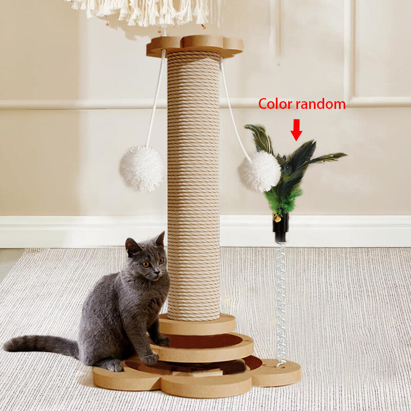 LARGE TALL CAT SCRATCHING POST STRONG NATURAL SISAL POLE HEAVY DUTY BASE 46CM