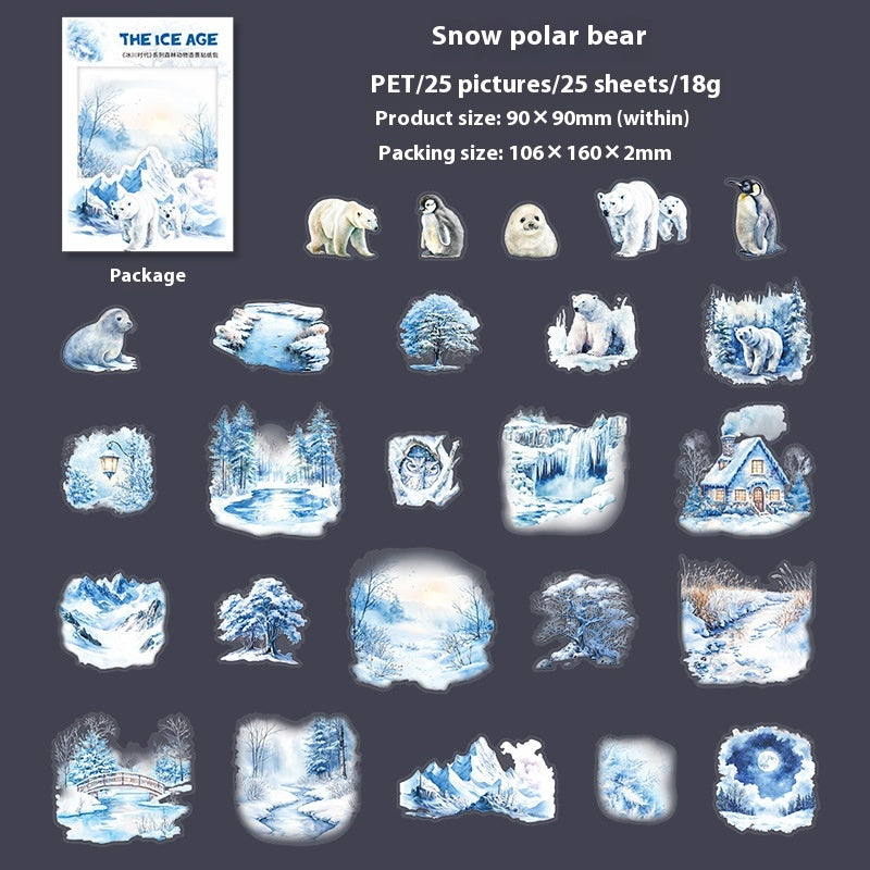 Belle journée d'hiver animal paysager PET Sticker Bag