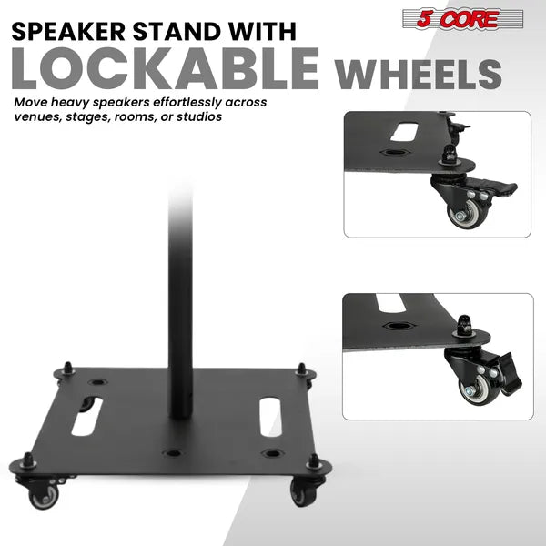5 Core haut-parleur Stand 2Pc Heavy Duty réglable Hauteur 61" DJ PA Stands 35mm Mount 100Lb Casquette