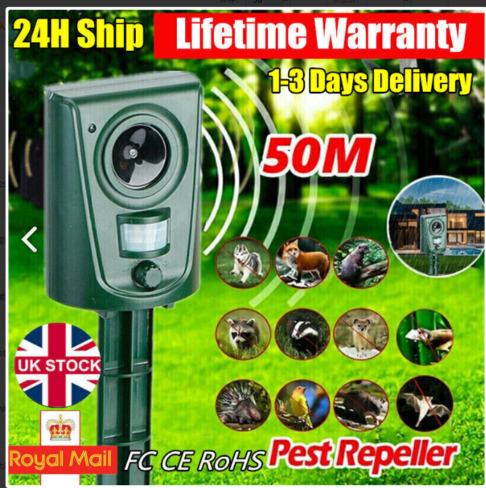 Batterie Ultrasonic Garden Deterrent Repeller Animal Bird Cat Scarer Pest Fox Dog