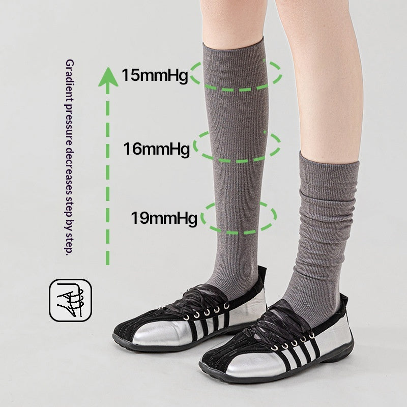 Chaussettes de compression en fibre de bambou respirante de couleur solide