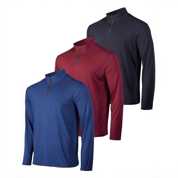 Manches longues pour hommes Stretchy Respirant Quick-Drying Casual Half-Zip Top