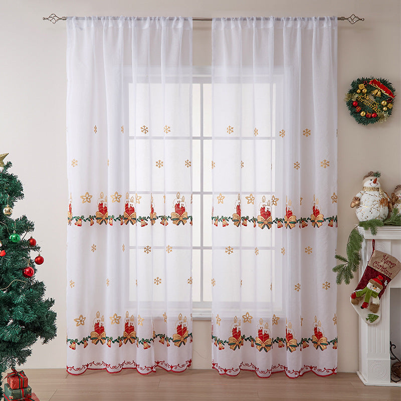 Rideau de Noël américain Broderie de flocons de neige de Noël