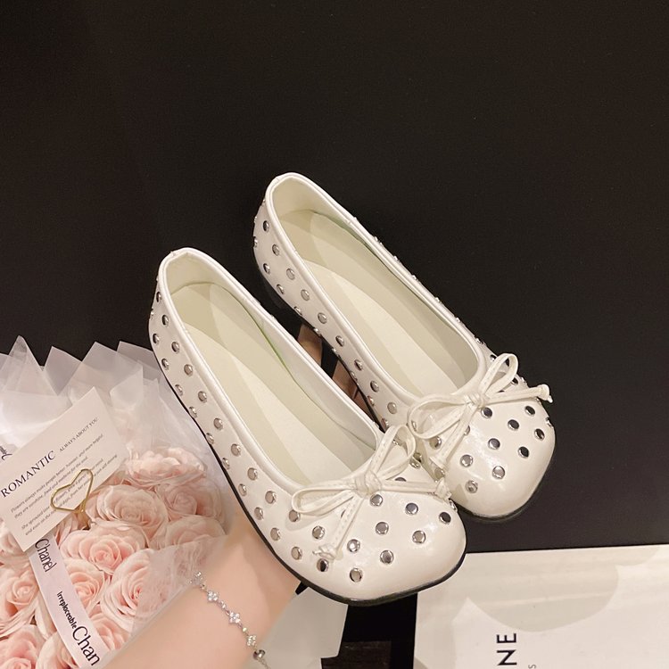 Été Rivet Bow Mary Jane Chaussures Slip sur l'élévation intérieure Ballet Flats Pour Femmes