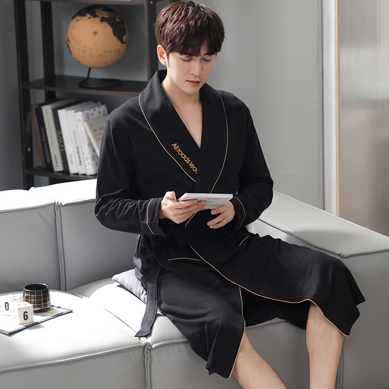 Men's Autumn Winter Pajama Robe Plus Size Long Sleeve