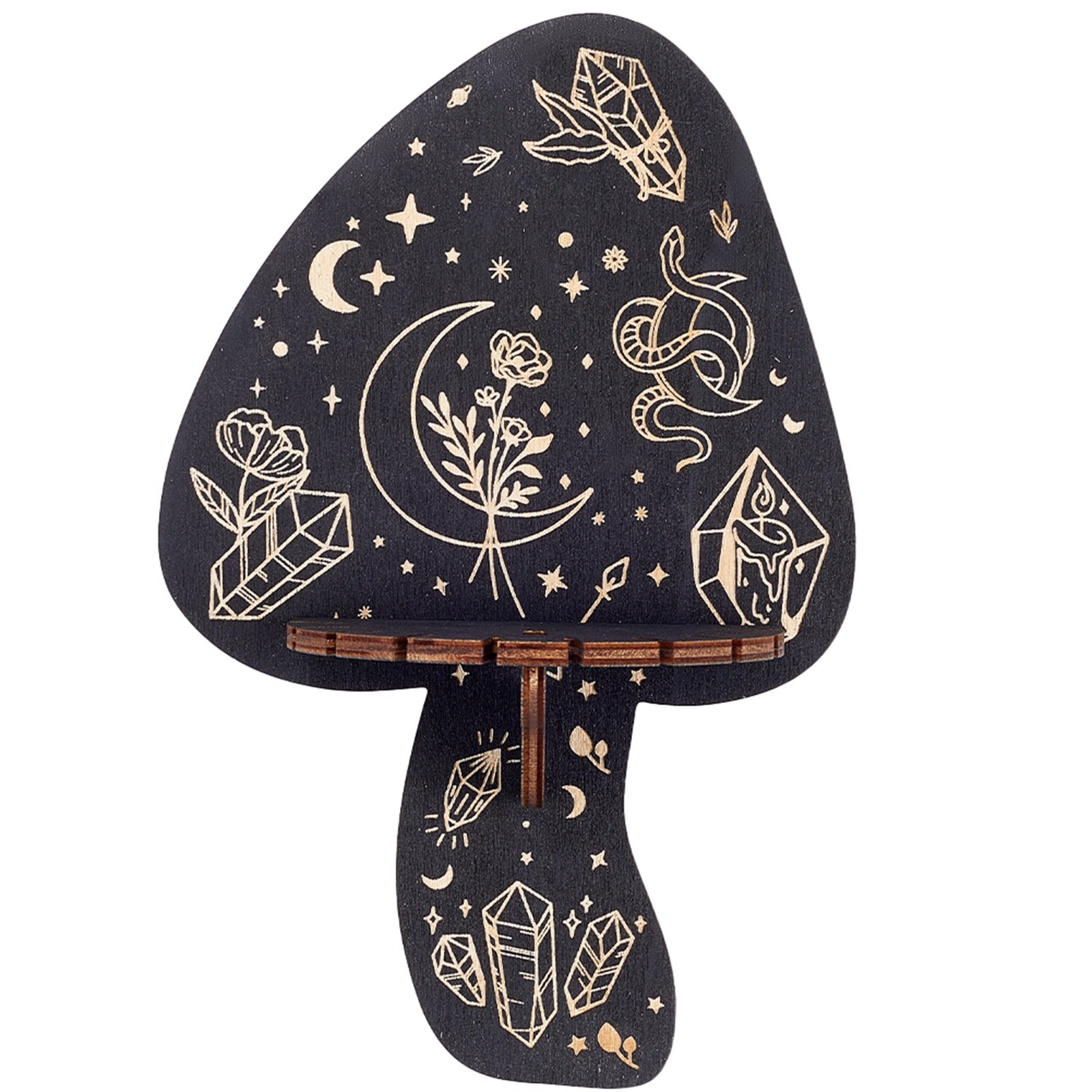 Porte pendule en bois de champignons