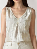 Veste d'été pour femme Style Ladies' Top Élégant V-Neck Veste sans manches Boutonné Veste de mode