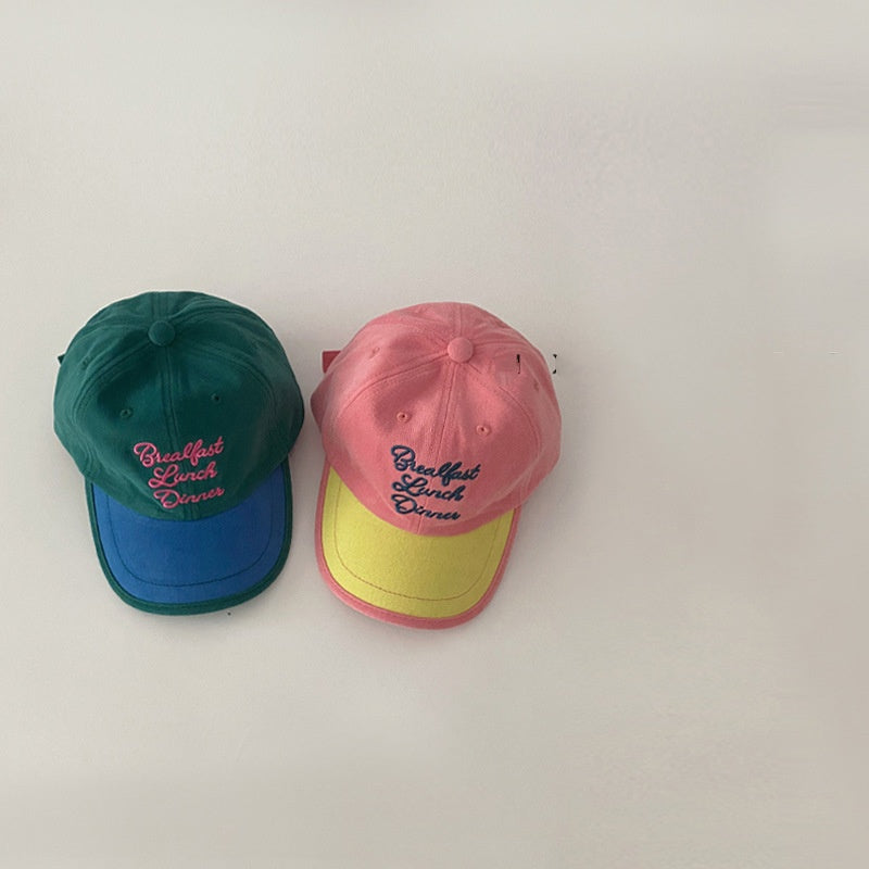 Enfants Printemps et automne Couleur Bloc Broderie Soft Top Sun Hat
