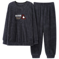 Pyjamas de velours de corail d'hiver hommes thicken thermique pullover rond cou Flannel maison porter