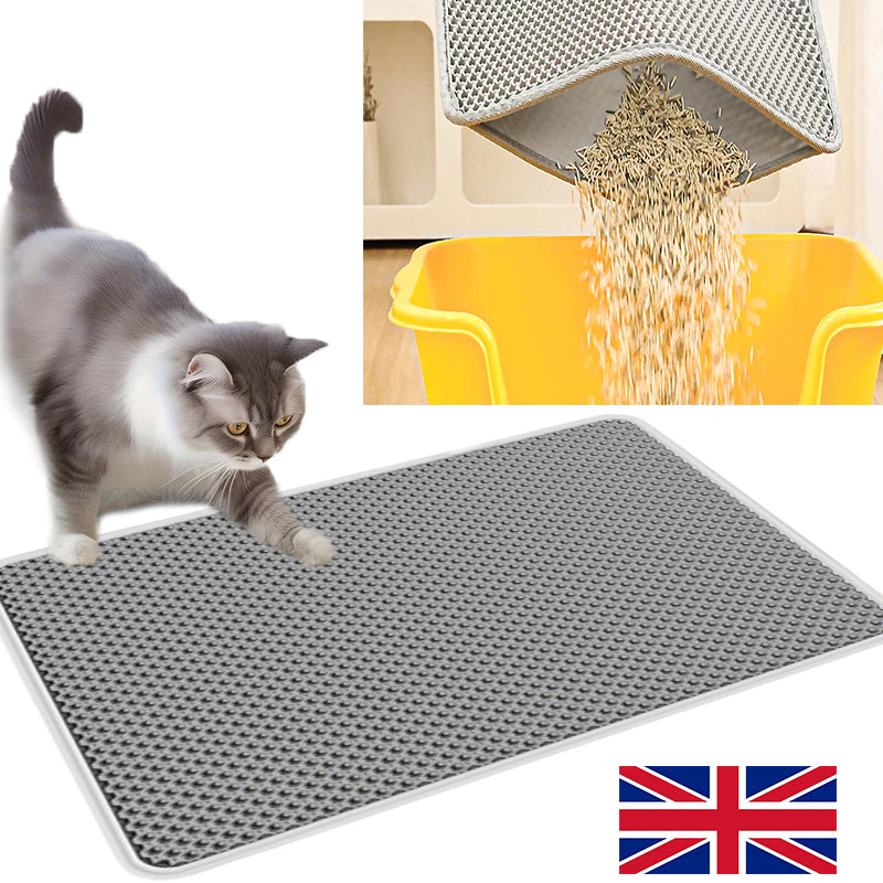 Grand tapis de litière double couche pour chat Non-dépliant pour chat Boîte à litière