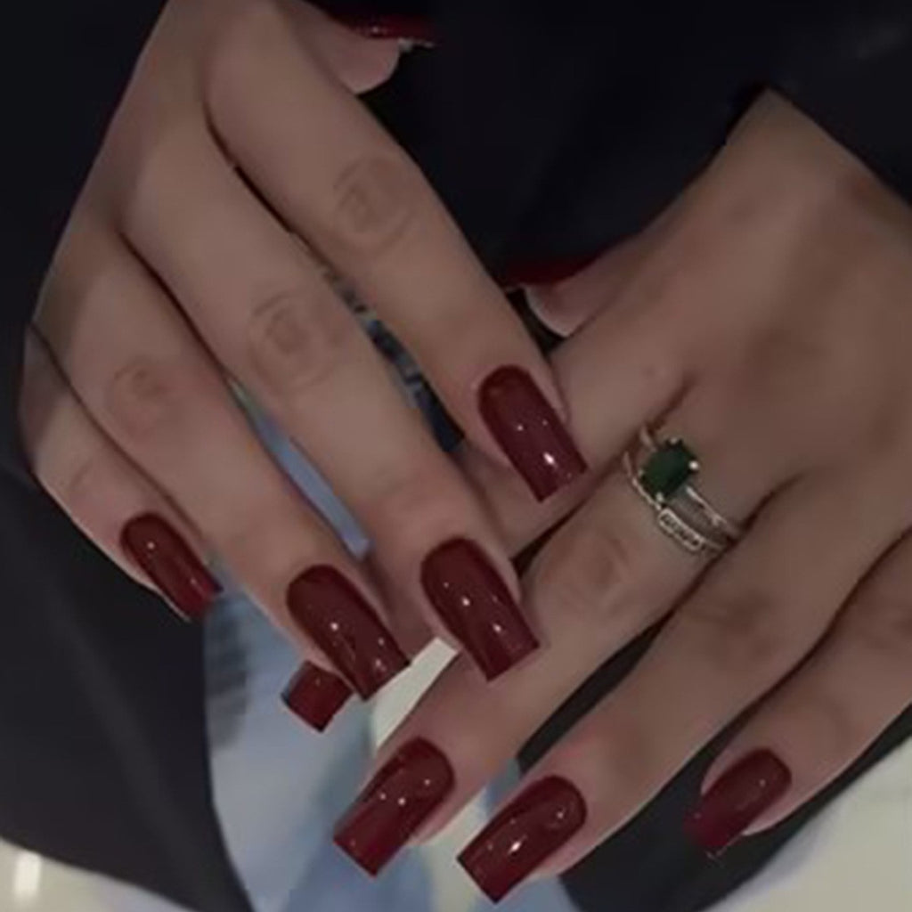 Stickers Nail Minimaliste à Carré Court pour Femmes Faux Nail