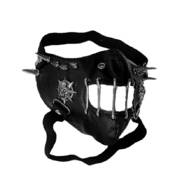 Crâne cuir d'équitation noir demi visage masque