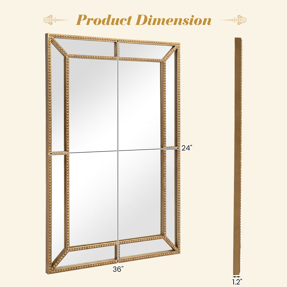 Miroir mural en or avec cadre perlé pour différents scénarios