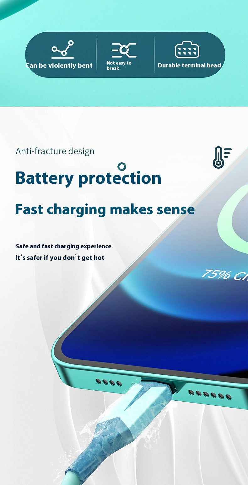 Colle flexible liquide avec câble de charge de données de téléphone mobile léger