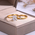 S925 Argent plaqué or 3ct Émeraude coupée Moissanite Anneau de mariage Set 7x9mm D Couleur VVS1 US 6