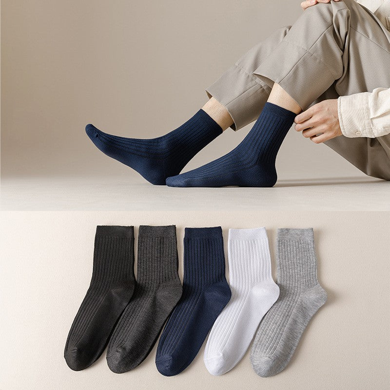 Chaussettes longues en coton de couleur solide pour l'automne Et l'hiver