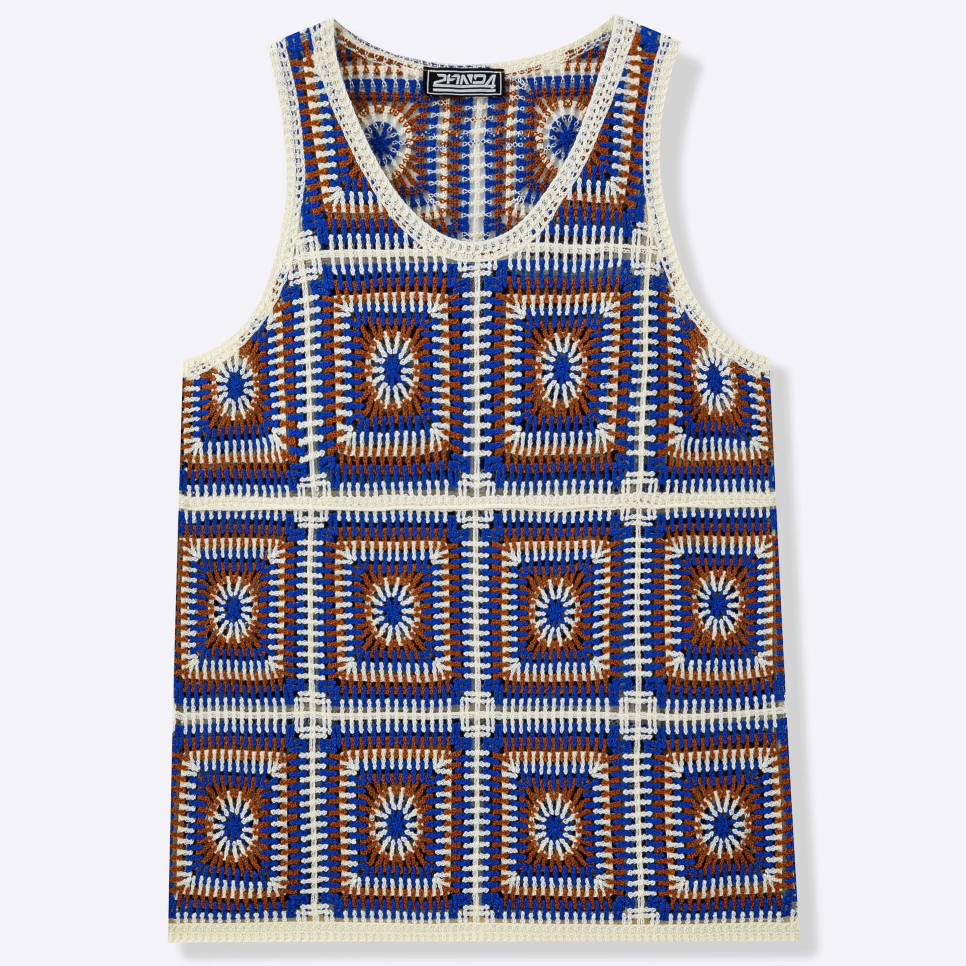 Hommes Bohème couleur-bloc crochet vest