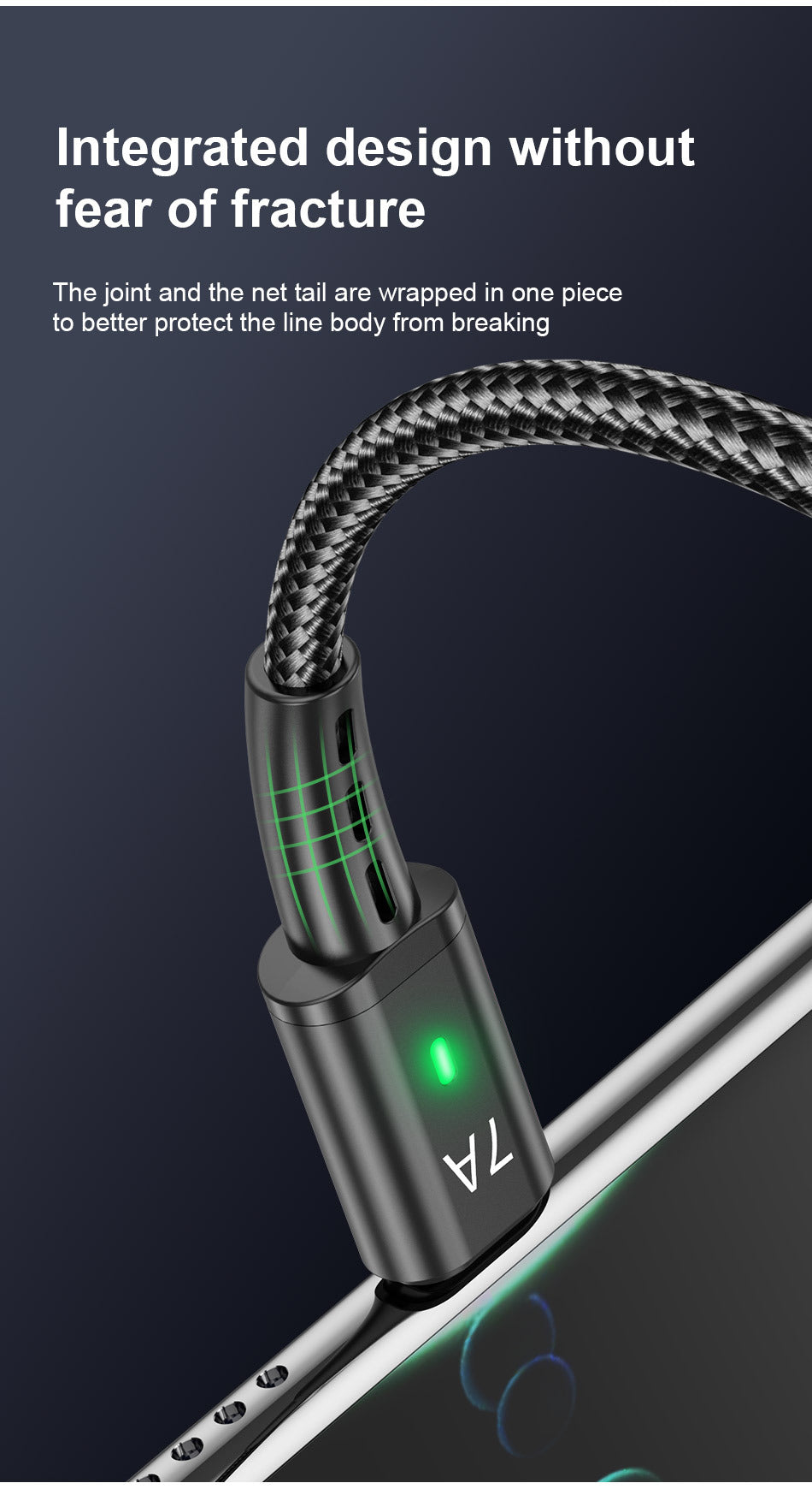 7A Android tressé long 2M câble de charge