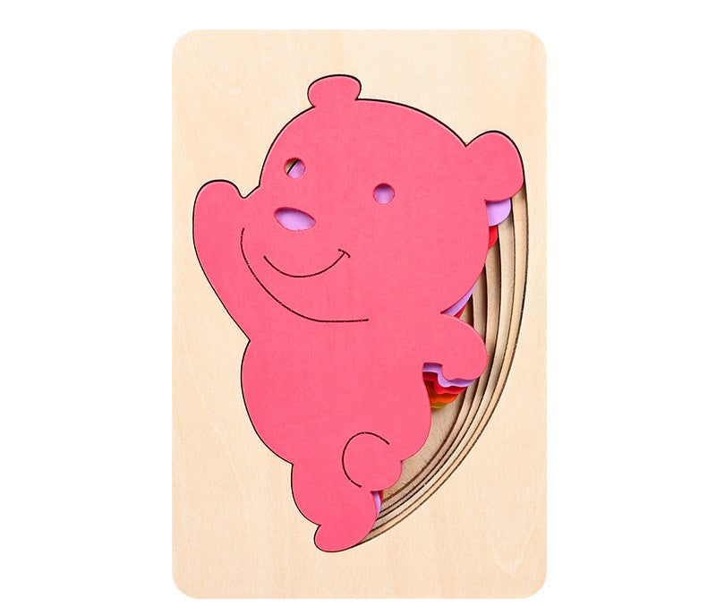 Modèle de Puzzle 3D en bois d'animal multicouche pour enfants