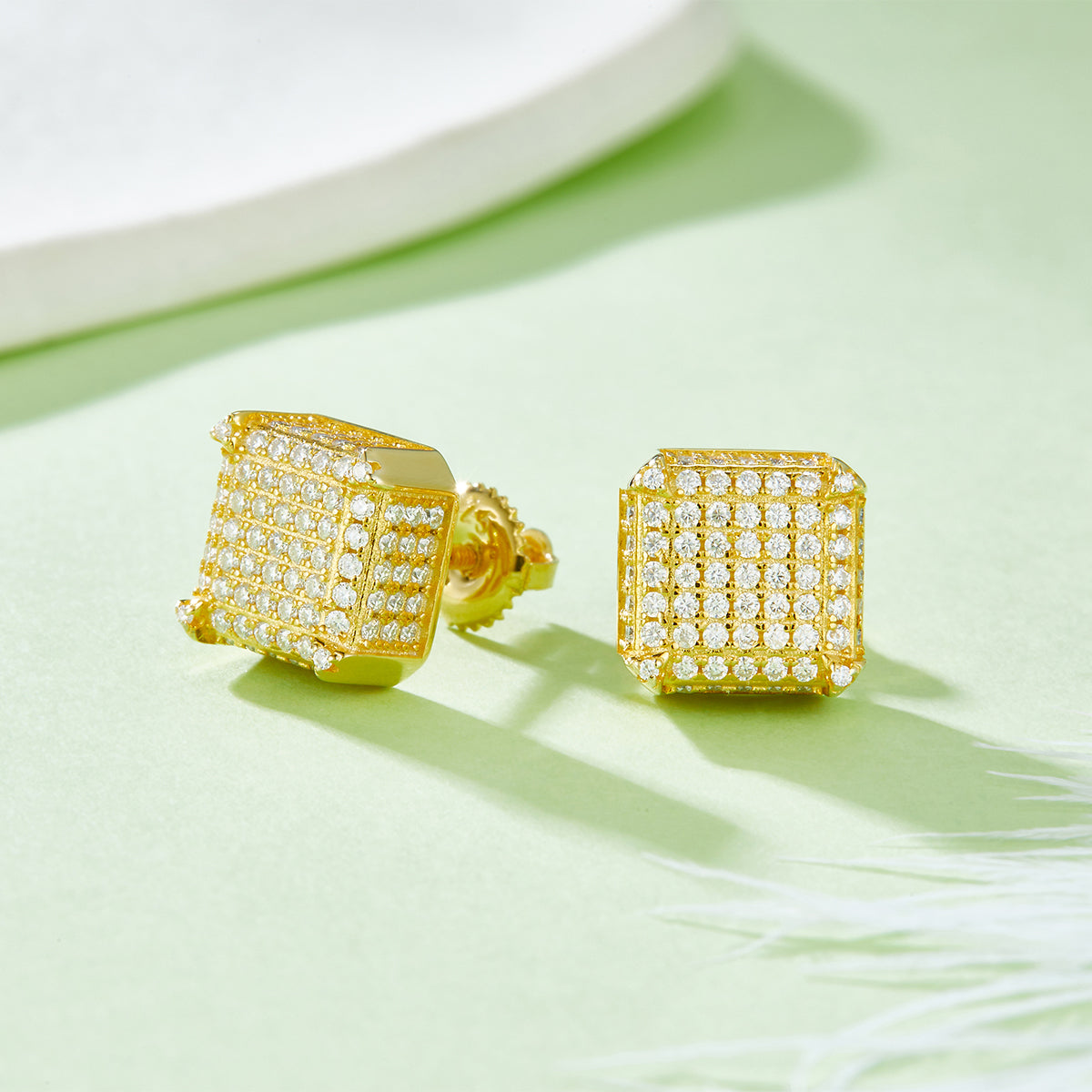 S925 Argent Sterling 218pcs D Couleur VVS1 Moissanite Boucles d'oreilles 3D Cube 2g Vis Hypoall