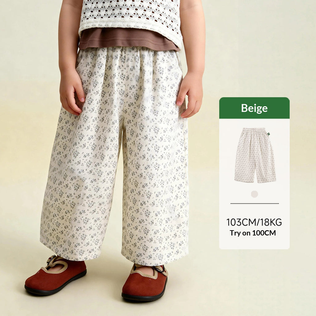 Veste tricotée de style Mori et Pantalon Floral à jambes larges Ensemble de deux pièces