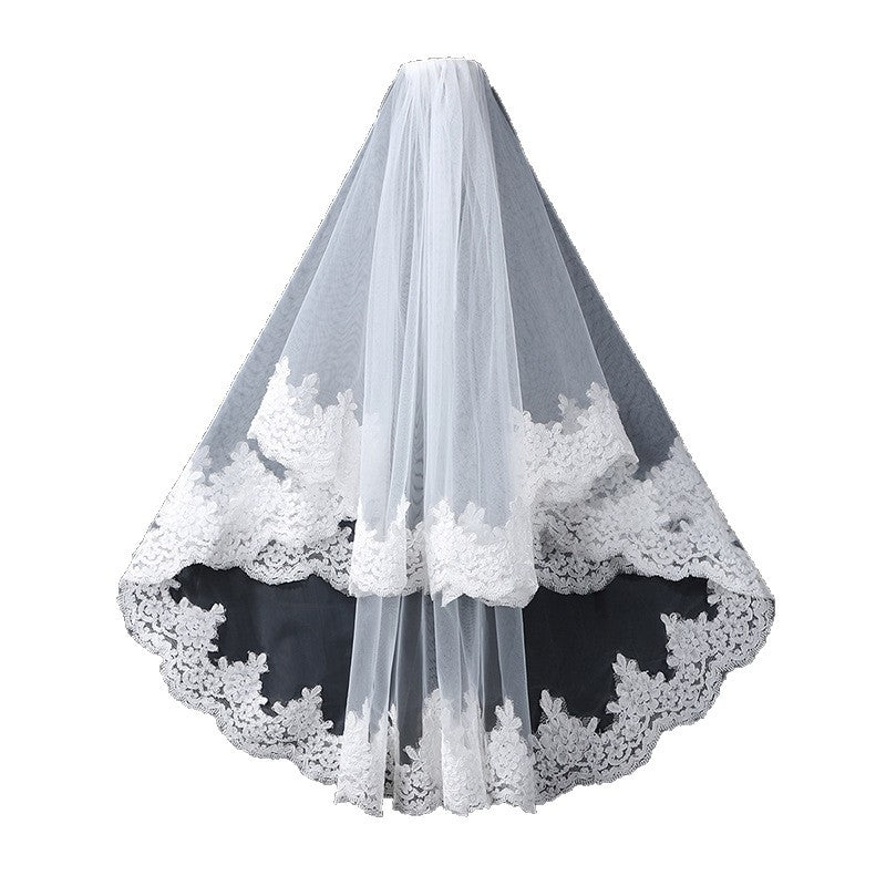 Retro Française Double couche Veil Mariée
