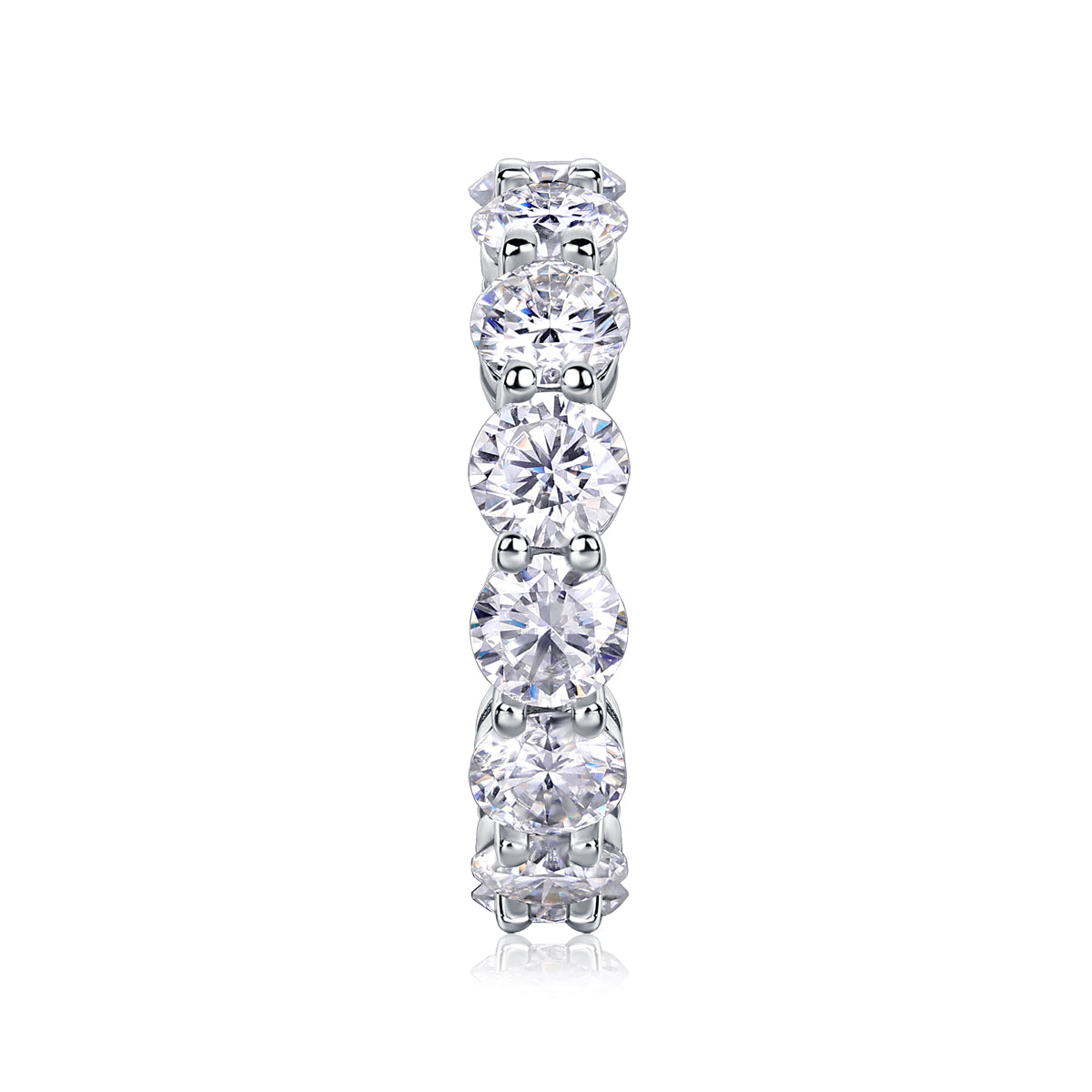 S925 Argent 3.5g Platine plaqué Moissanite Anneau d'éternité