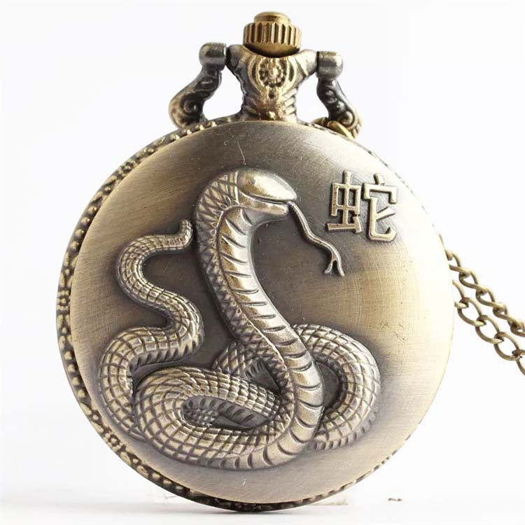 Montre de poche rétro de bronze Vintage Zodiac Quartz