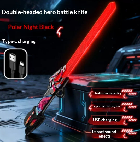 Double-lame Lightsaber Kids Toy Crescent Moon Saber Épée à laser télescopique à double tranchant