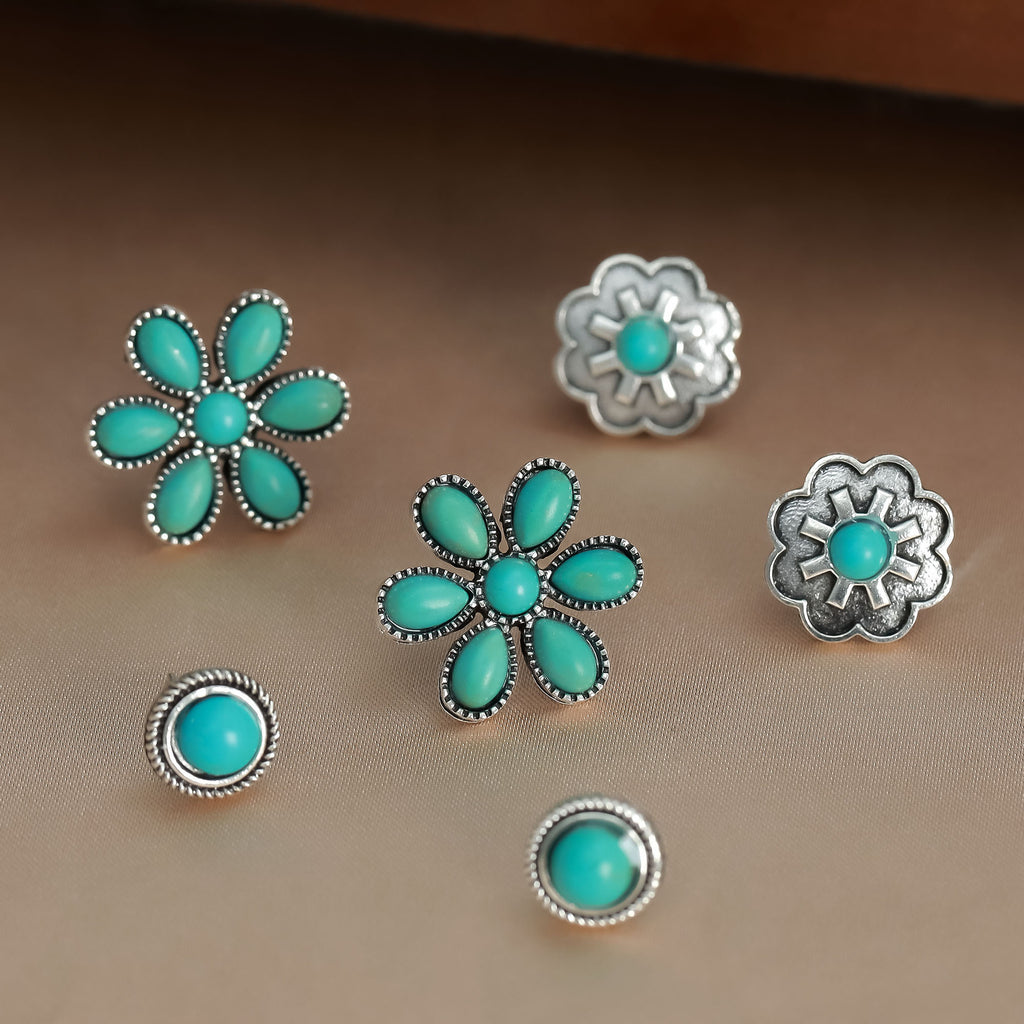 Boucles d'oreilles florales rondes style bohème rétro