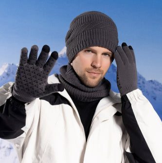 Gants d'écharpe de chapeau chaud doublé de polaire d'hiver Ensemble de trois pièces