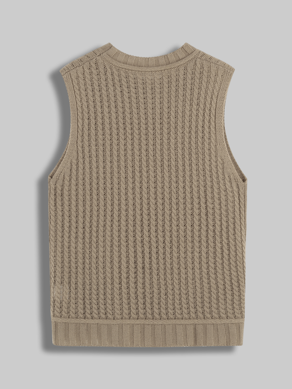 Câblodistribution sans manches pour femmes Chandail de sweater Vest Col d'équipage solide en acrylique