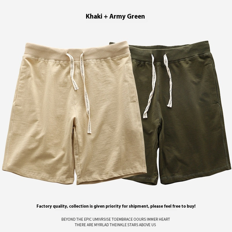 Lose Outer Wear Khaki Solid Color Casual Short homme