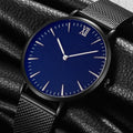 Simple classique ultra-mince romaine échelle en acier Mesh montre