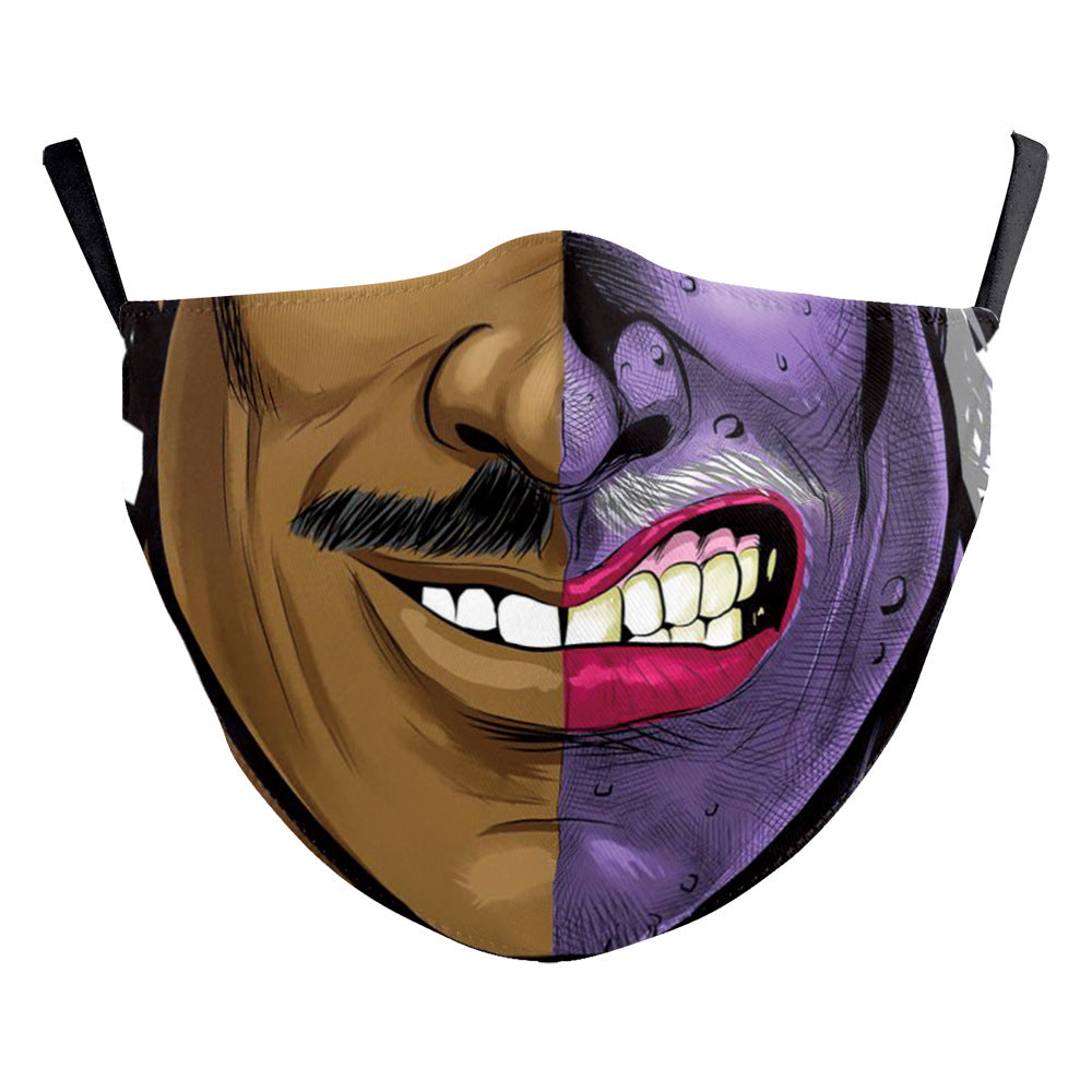Halloween impression numérique drôle Horreur visage double couche masque de poussière
