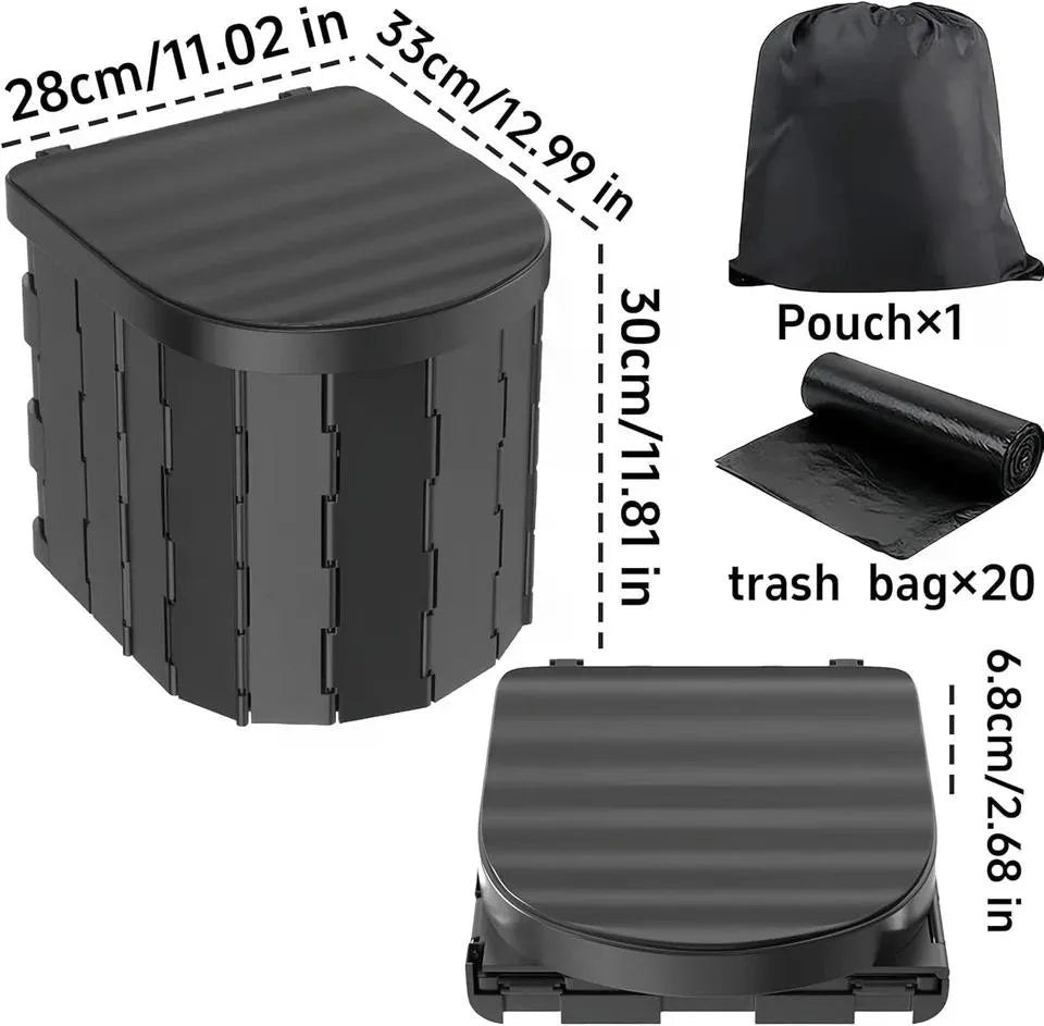 Portable pliable Camping Toilette Max Charger 150kg WC mobile avec 20 sacs de toilette
