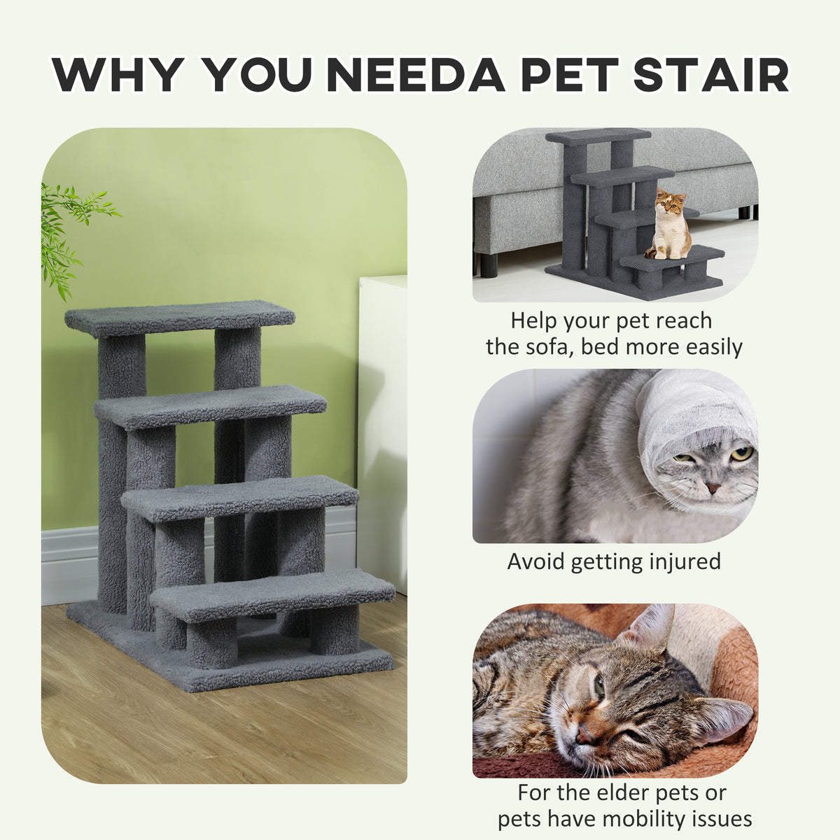 25" 4-Étapes à tapis de chat à échafaudage de poste pour animaux de compagnie