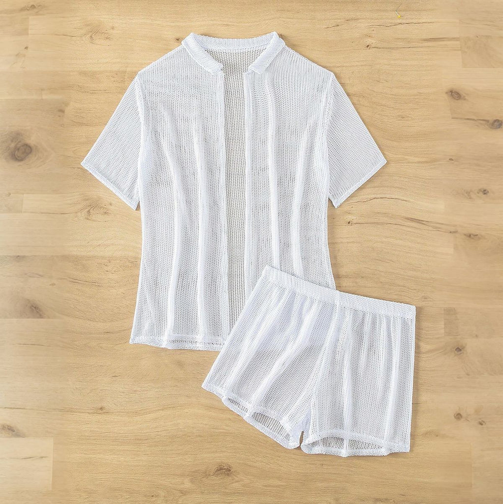 Ensemble de plage de Mesh à demi manches occasionnelles