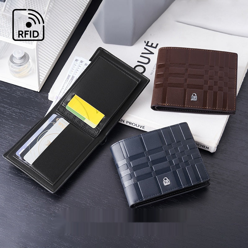 Portefeuille pour hommes Fentes de cartes multiples courte Chic mince rayé