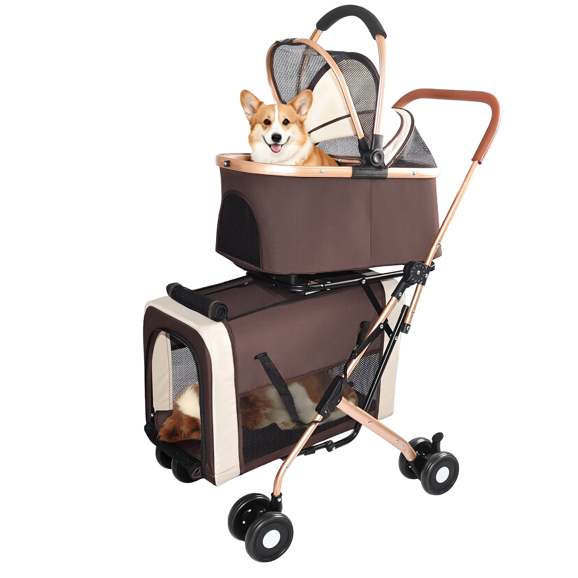 Poussette double pour chiens et chats